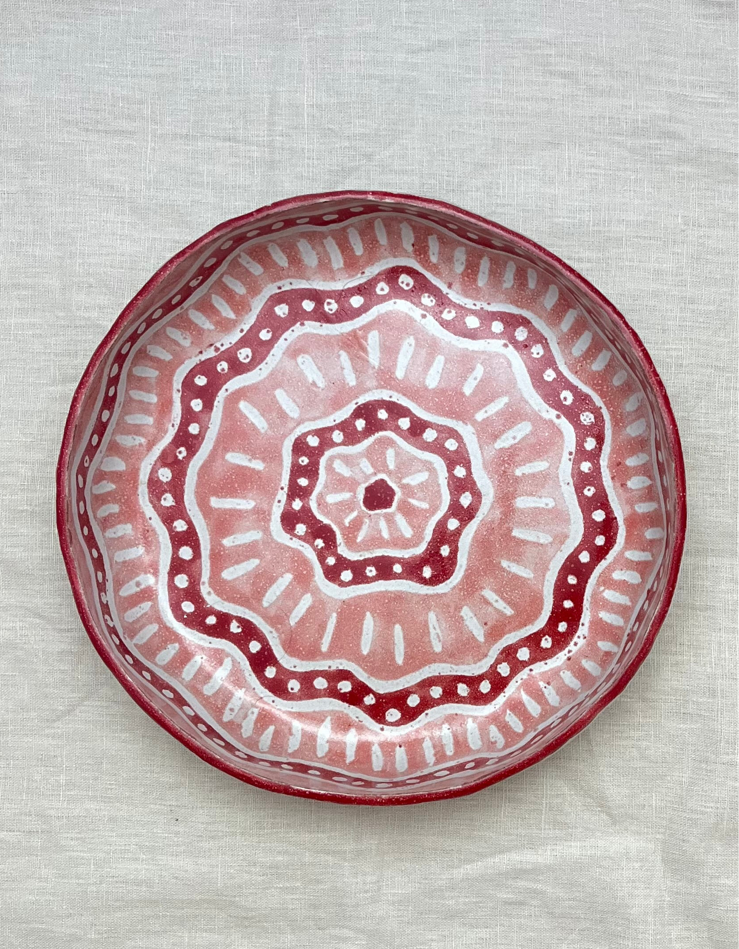 Lurline Serving Bowl Lrg in Batik Red & Coral