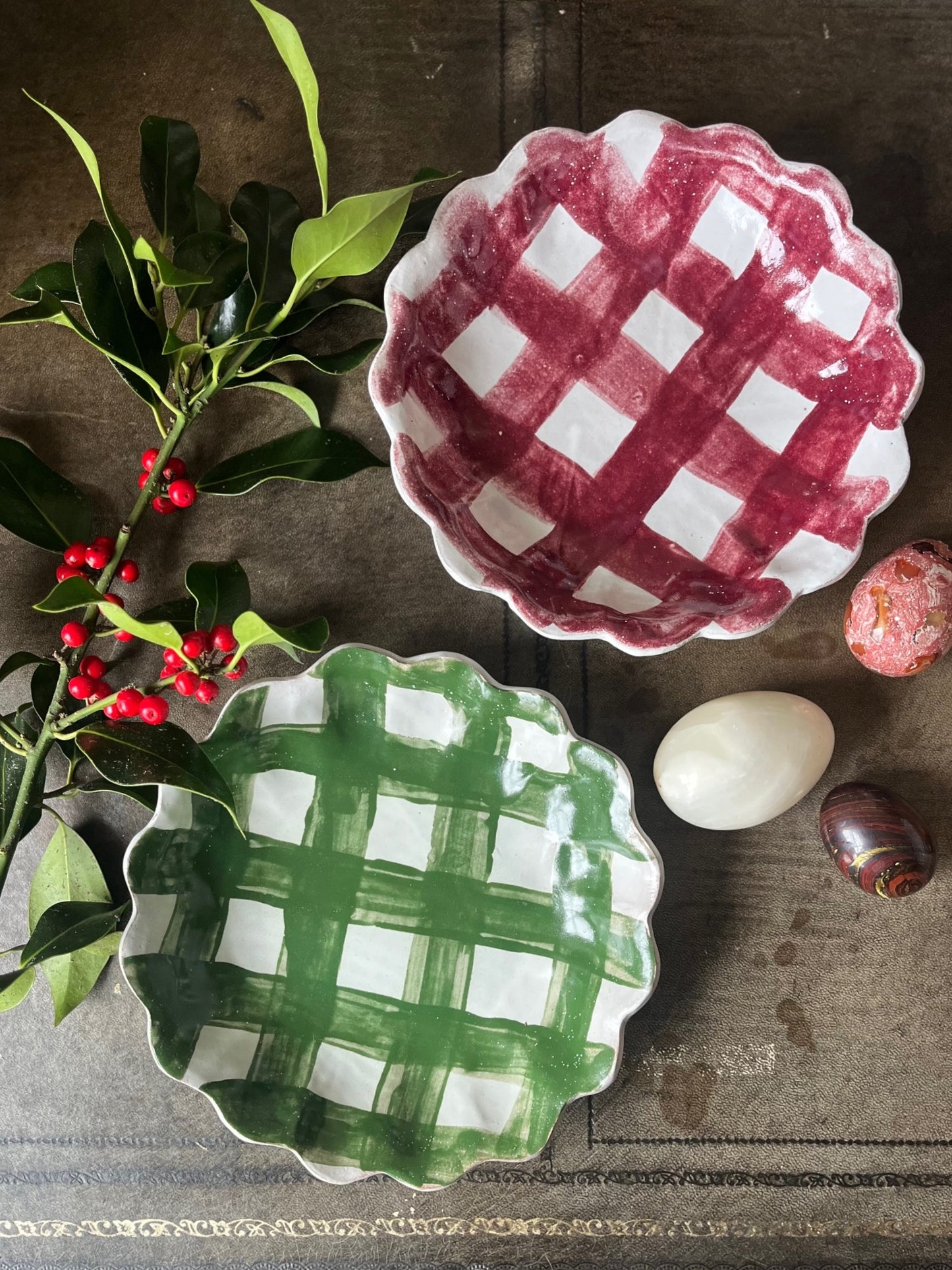 Kestrel Bowl Sml in Gingham Burgundy