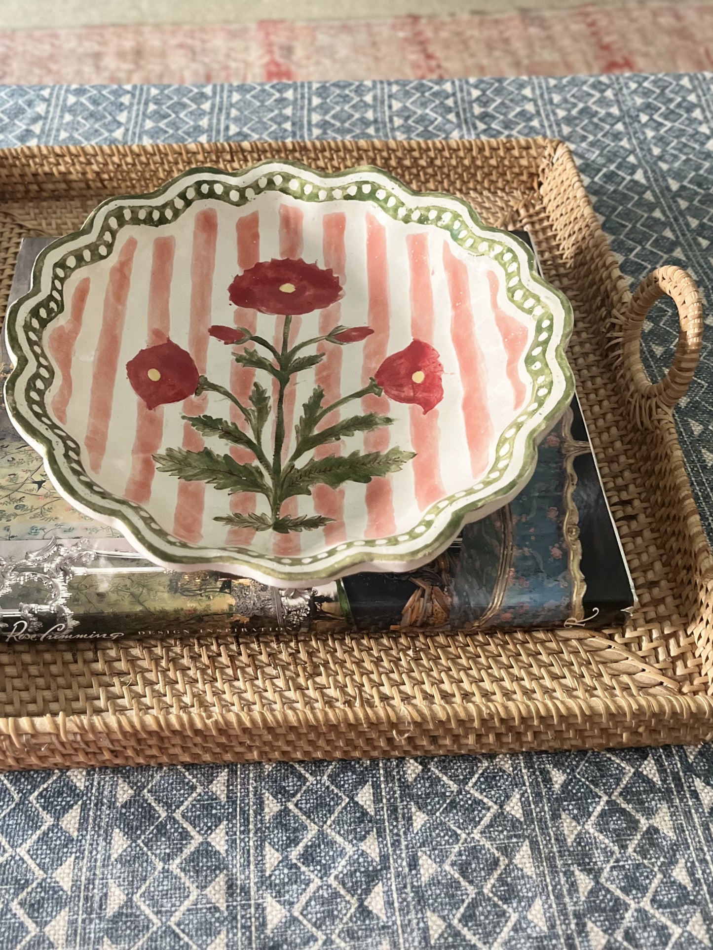 Kestrel Bowl Lrg Marigold Stripe in Coral and Red