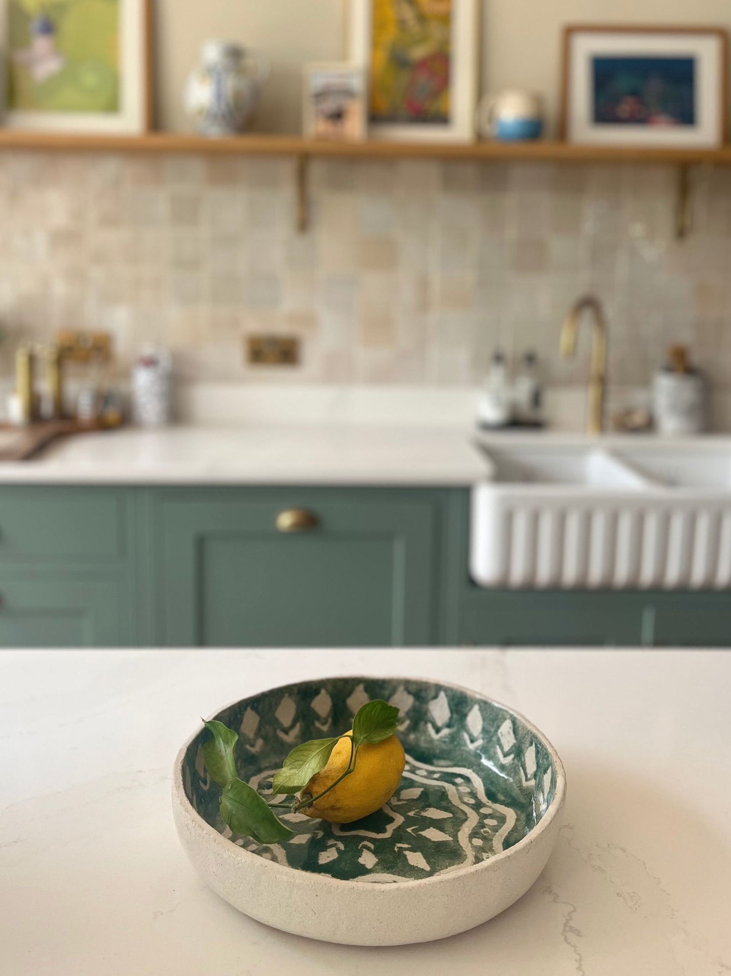 Lurline Serving Bowl Lrg in Batik Sea Green