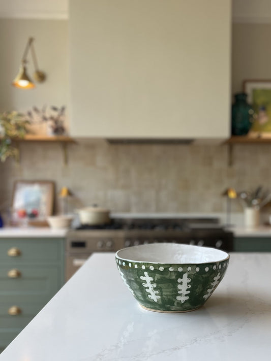 Arodene Serving Bowl Dabu Kale Green