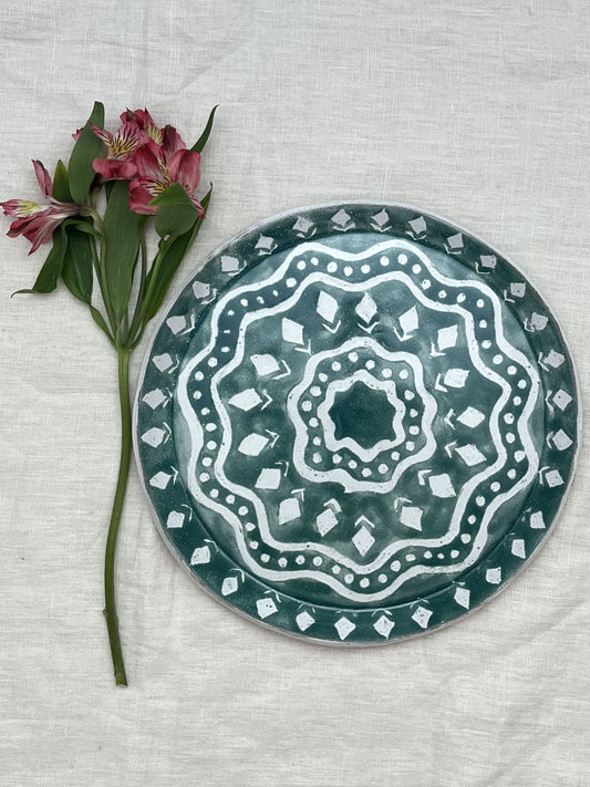 Harberson Platter in Batik Sea Green