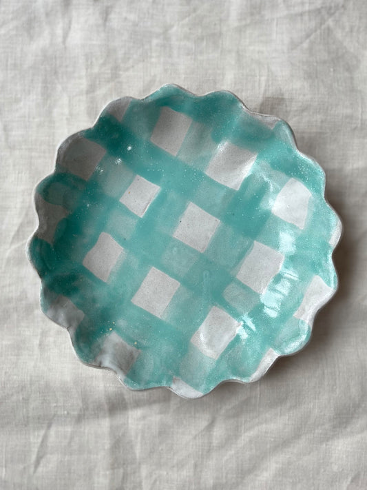 Kestrel Bowl Sml in Gingham Aqua