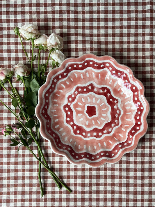 Kestrel Bowl Lrg in Batik Red & Coral