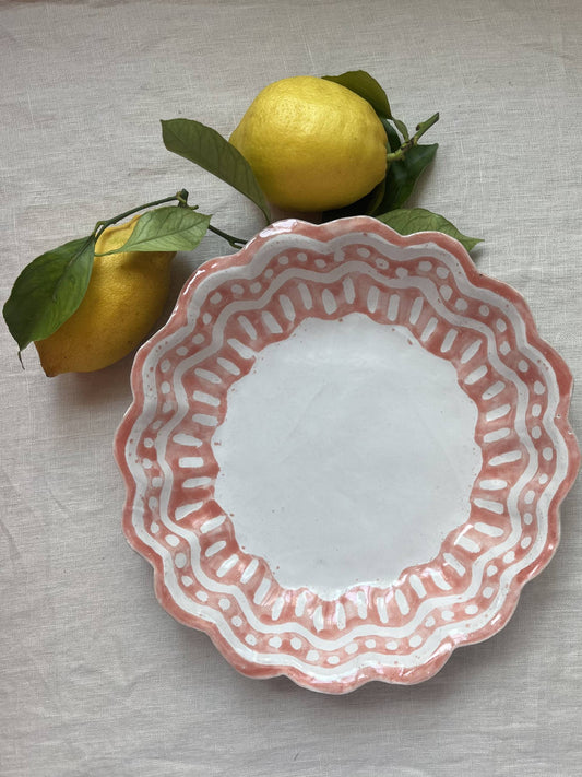 Kestrel Bowl Lrg in Open Batik Coral and White