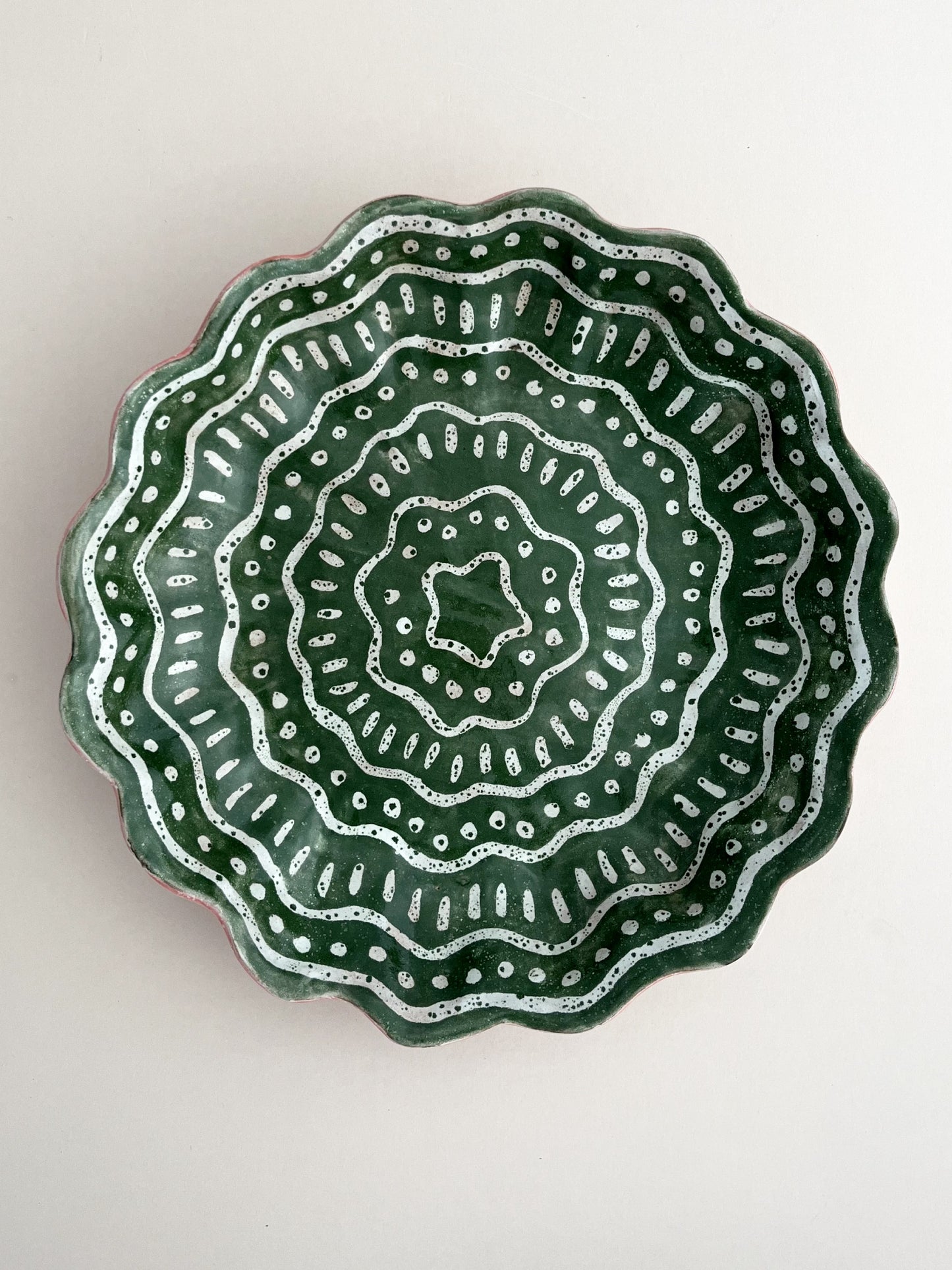 Kestrel Bowl Lrg in Batik Kale Green & Coral