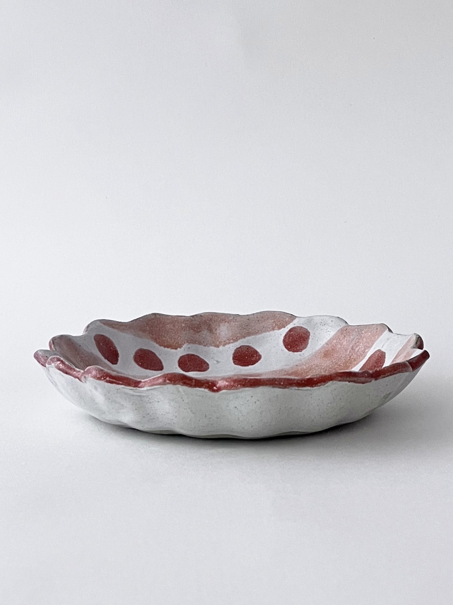 Kestrel Bowl Sml in Stripe & Spot, Red and Coral