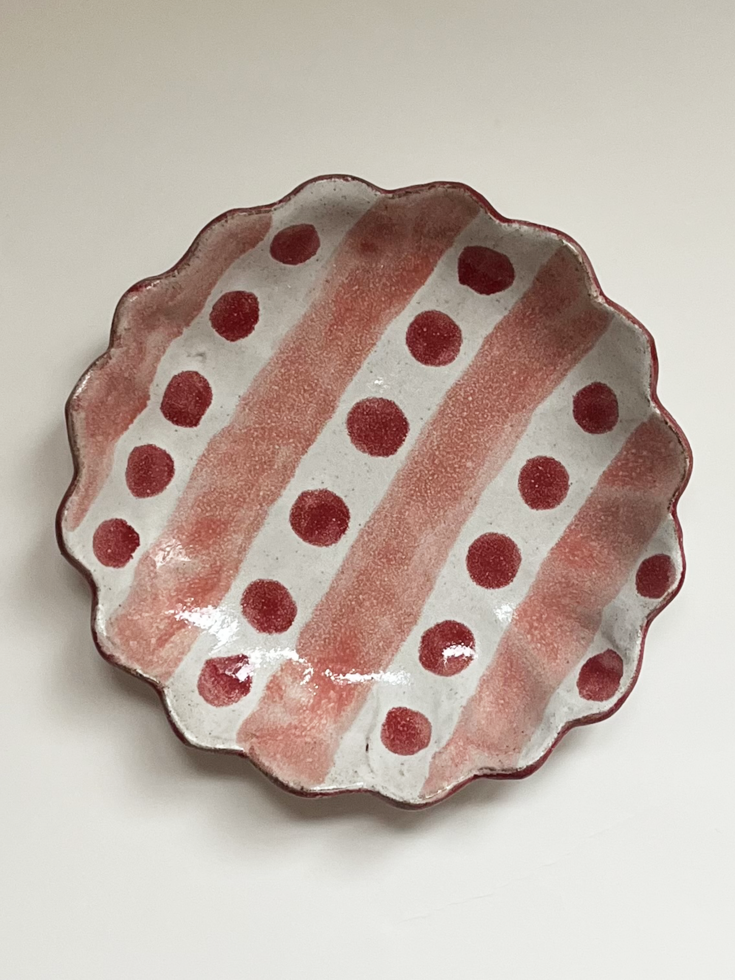 Kestrel Bowl Sml in Stripe & Spot, Red and Coral