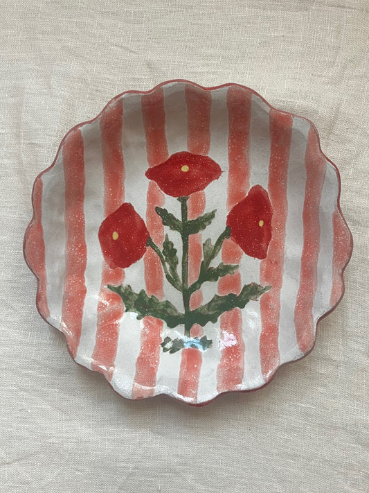 Kestrel Bowl Sml Marigold Stripe in Coral and Red