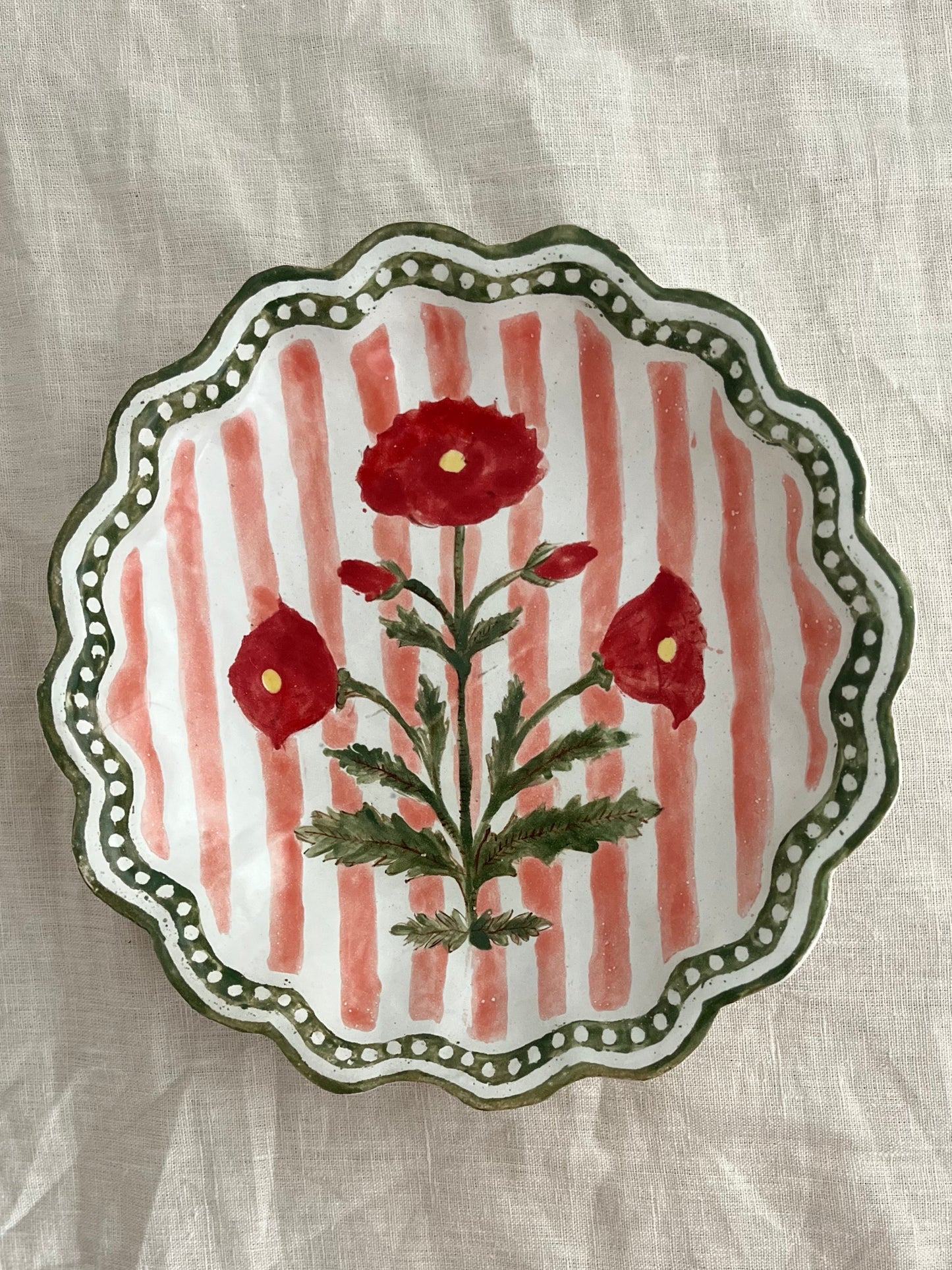 Kestrel Bowl Lrg Marigold Stripe in Coral and Red