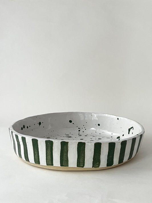 Lurline Serving Bowl in Stripe and Splash Kale