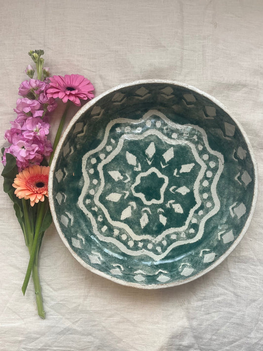 Lurline Serving Bowl Lrg in Batik Sea Green