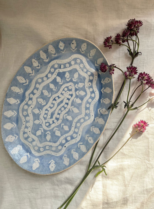Wiggy Platter in Batik Pale Blue