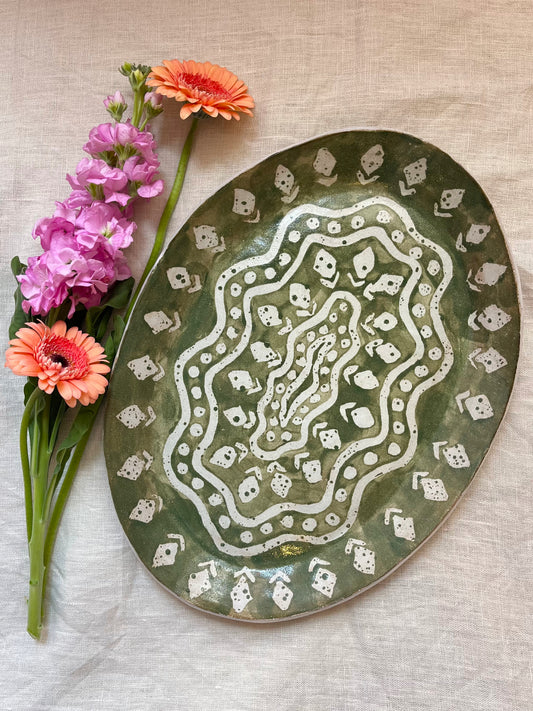 Wiggy Platter in Batik Kale Green