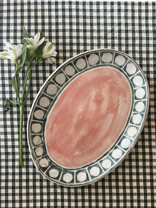 Wiggy Platter in Charleston Coral & Sea Green